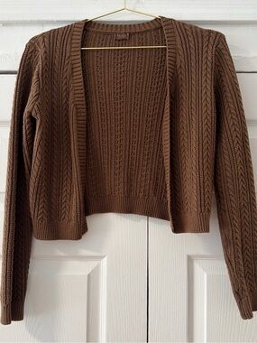 Brandy Melville Chocolate Brown Cable Knit Cardigan